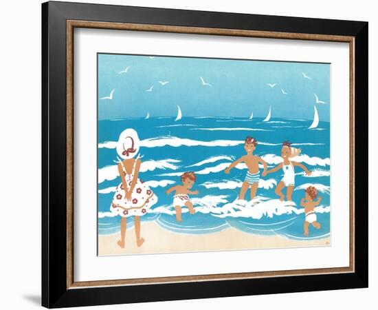 Playing in the Surf - Jack & Jill-Ann Eshner-Framed Giclee Print