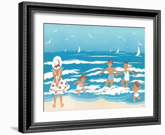 Playing in the Surf - Jack & Jill-Ann Eshner-Framed Giclee Print