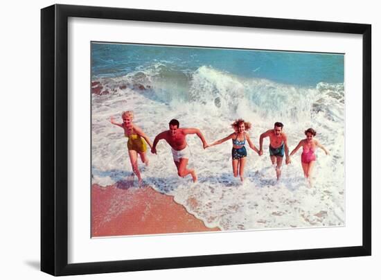 Playing in the Surf-null-Framed Art Print