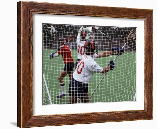 Playing Lacrosse-null-Framed Photographic Print