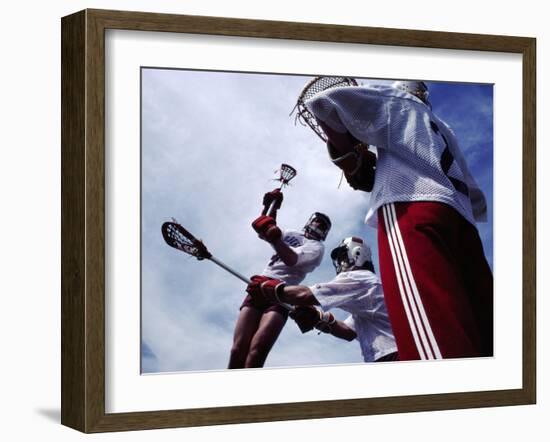 Playing Lacrosse-null-Framed Photographic Print