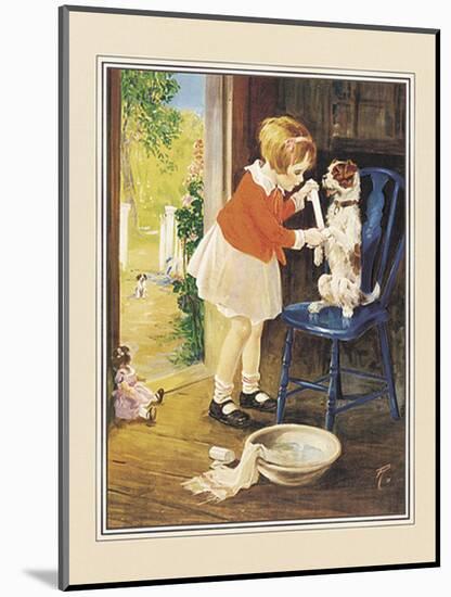 Playing Nurse with Sick Dog-unknown unknown-Mounted Art Print