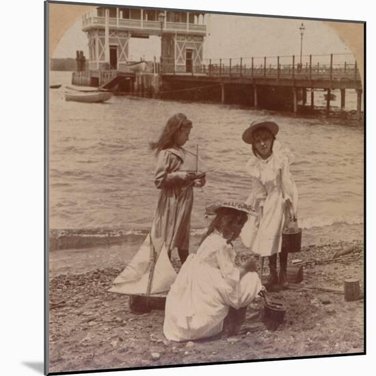 Playing on the Beach' C1900-null-Mounted Photographic Print