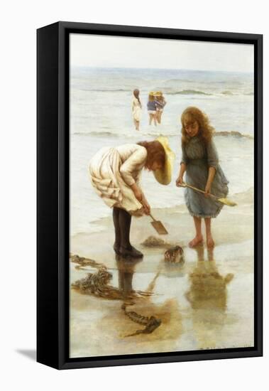 Playing on the Beach-Thomas Liddall Armitage-Framed Premier Image Canvas