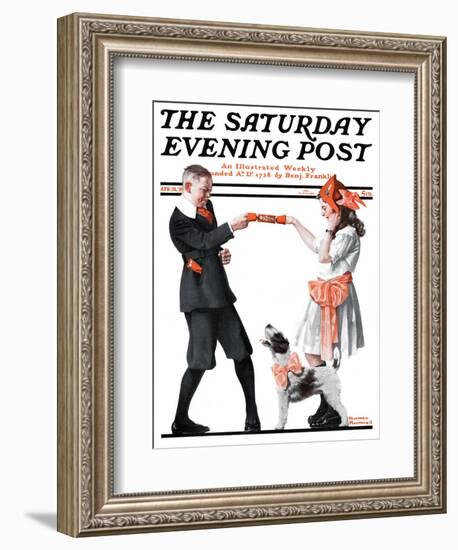 "Playing Party Games" Saturday Evening Post Cover, April 26,1919-Norman Rockwell-Framed Giclee Print