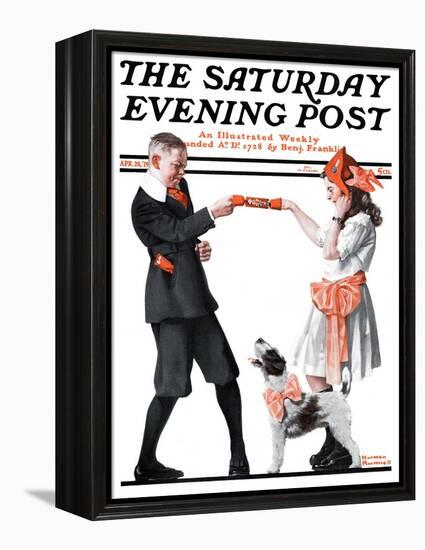 "Playing Party Games" Saturday Evening Post Cover, April 26,1919-Norman Rockwell-Framed Premier Image Canvas