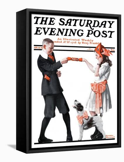 "Playing Party Games" Saturday Evening Post Cover, April 26,1919-Norman Rockwell-Framed Premier Image Canvas