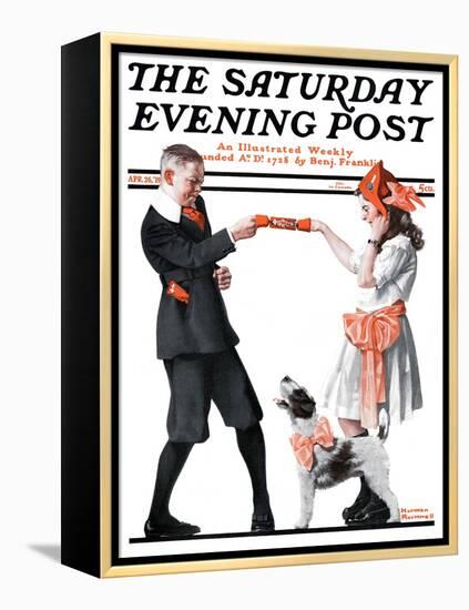 "Playing Party Games" Saturday Evening Post Cover, April 26,1919-Norman Rockwell-Framed Premier Image Canvas