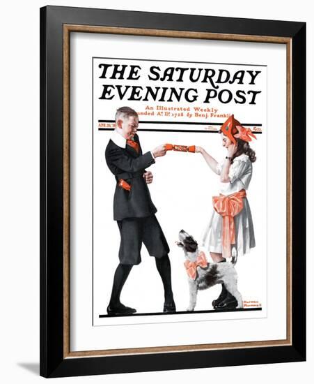 "Playing Party Games" Saturday Evening Post Cover, April 26,1919-Norman Rockwell-Framed Giclee Print