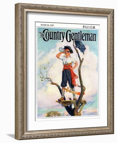 "Playing Pirate," Country Gentleman Cover, March 1, 1929-William Meade Prince-Framed Giclee Print