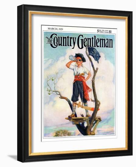 "Playing Pirate," Country Gentleman Cover, March 1, 1929-William Meade Prince-Framed Giclee Print