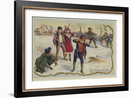 Playing Snowballs-null-Framed Giclee Print