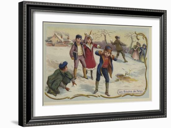 Playing Snowballs-null-Framed Giclee Print