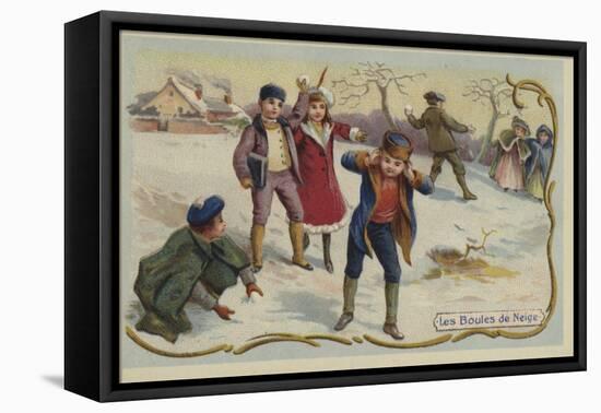 Playing Snowballs-null-Framed Premier Image Canvas