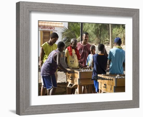 Playing Table Football at Cidade Velha, Santiago, Cape Verde Islands, Africa-R H Productions-Framed Photographic Print