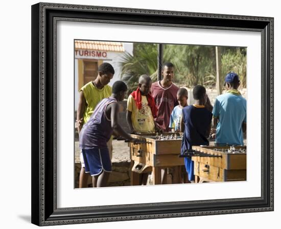 Playing Table Football at Cidade Velha, Santiago, Cape Verde Islands, Africa-R H Productions-Framed Photographic Print