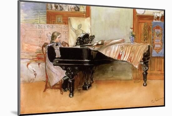 Playing the Piano-Carl Larsson-Mounted Art Print