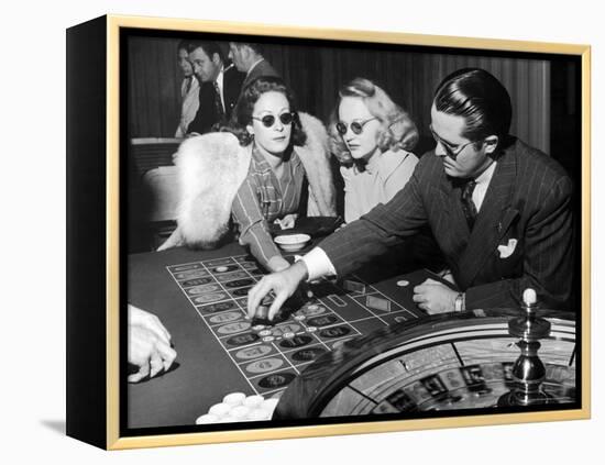 Playing the Roulette Wheel in a Las Vegas Club-Peter Stackpole-Framed Premier Image Canvas