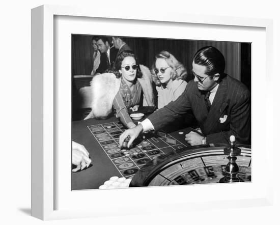 Playing the Roulette Wheel in a Las Vegas Club-Peter Stackpole-Framed Photographic Print