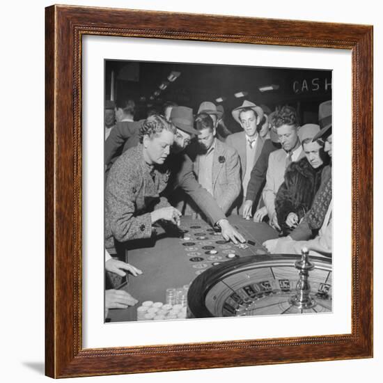 Playing the Roulette Wheel in a Las Vegas Club-Peter Stackpole-Framed Photographic Print