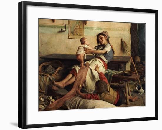 Playing with Baby-Gaetano Chierici-Framed Giclee Print