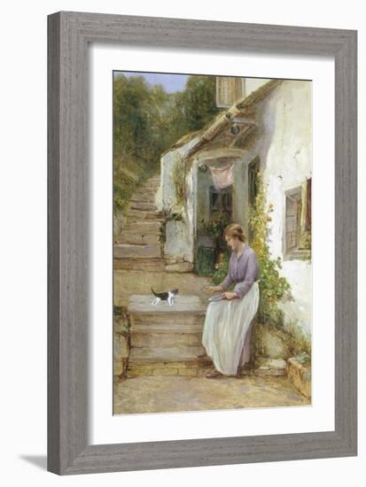Playing with the Kitten-Ernest Walbourn-Framed Giclee Print