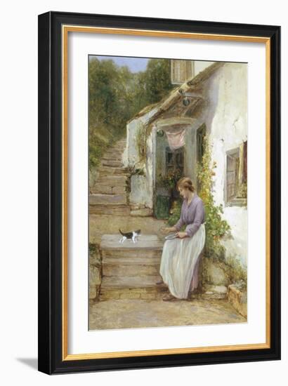 Playing with the Kitten-Ernest Walbourn-Framed Giclee Print