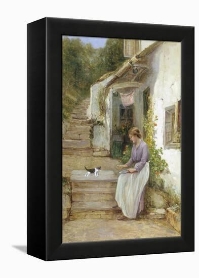 Playing with the Kitten-Ernest Walbourn-Framed Premier Image Canvas
