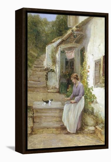 Playing with the Kitten-Ernest Walbourn-Framed Premier Image Canvas