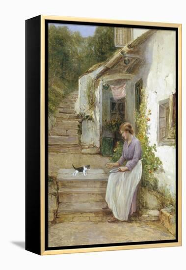 Playing with the Kitten-Ernest Walbourn-Framed Premier Image Canvas