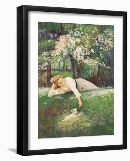 Playing with the Puppy-Alexander Rossi-Framed Giclee Print