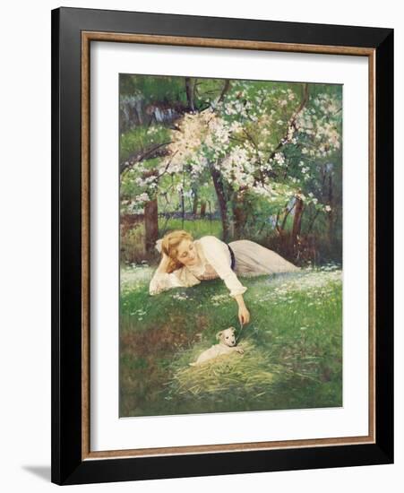 Playing with the Puppy-Alexander Rossi-Framed Giclee Print