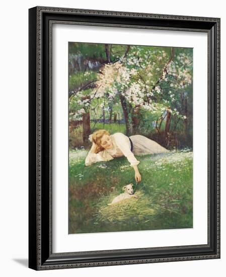 Playing with the Puppy-Alexander Rossi-Framed Giclee Print