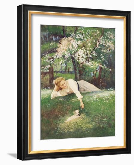 Playing with the Puppy-Alexander Rossi-Framed Giclee Print