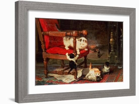 Playing with the Warmth of the Fire-Henriette Ronner-Knip-Framed Giclee Print