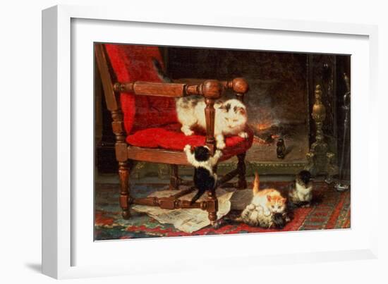 Playing with the Warmth of the Fire-Henriette Ronner-Knip-Framed Giclee Print