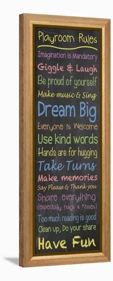 Playroom Rules Chalk-Lauren Gibbons-Framed Stretched Canvas