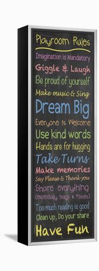 Playroom Rules Chalk-Lauren Gibbons-Framed Stretched Canvas