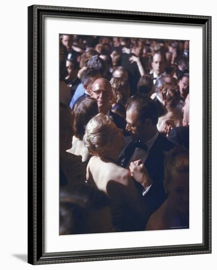 Playwright Arthur Miller Dancing with Wife, Actress Marilyn Monroe, at the April in Paris Ball-Peter Stackpole-Framed Premium Photographic Print