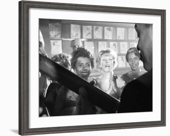 Playwright Lorraine Hansberry Enjoys Music at the Raisin in the Sun Opening Night Party at Sardis-Gordon Parks-Framed Premium Photographic Print