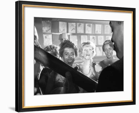 Playwright Lorraine Hansberry Enjoys Music at the Raisin in the Sun Opening Night Party at Sardis-Gordon Parks-Framed Premium Photographic Print