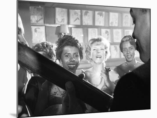 Playwright Lorraine Hansberry Enjoys Music at the Raisin in the Sun Opening Night Party at Sardis-Gordon Parks-Mounted Premium Photographic Print