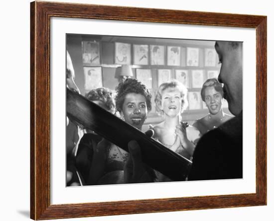 Playwright Lorraine Hansberry Enjoys Music at the Raisin in the Sun Opening Night Party at Sardis-Gordon Parks-Framed Premium Photographic Print