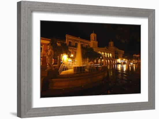 Plaza De Armas at Night, San Juan, PR-George Oze-Framed Photographic Print