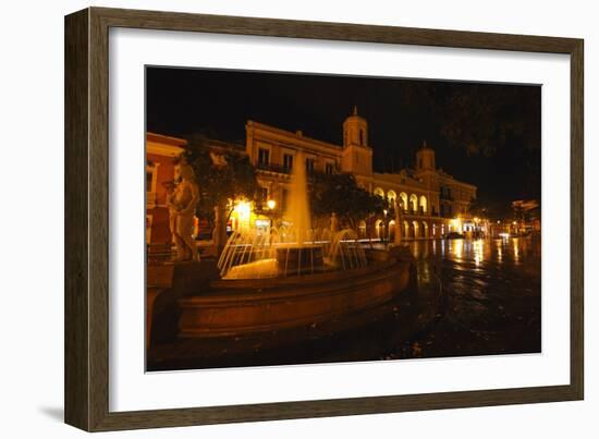 Plaza De Armas at Night, San Juan, PR-George Oze-Framed Photographic Print