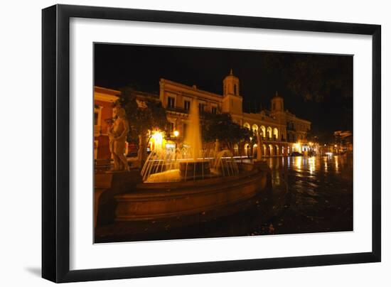 Plaza De Armas at Night, San Juan, PR-George Oze-Framed Photographic Print
