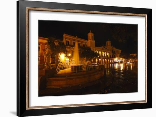 Plaza De Armas at Night, San Juan, PR-George Oze-Framed Photographic Print