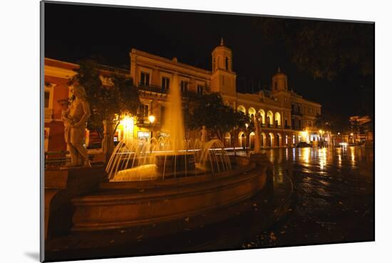 Plaza De Armas at Night, San Juan, PR-George Oze-Mounted Photographic Print