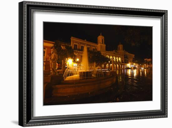 Plaza De Armas at Night, San Juan, PR-George Oze-Framed Photographic Print