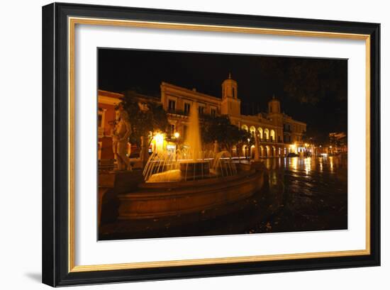 Plaza De Armas at Night, San Juan, PR-George Oze-Framed Photographic Print